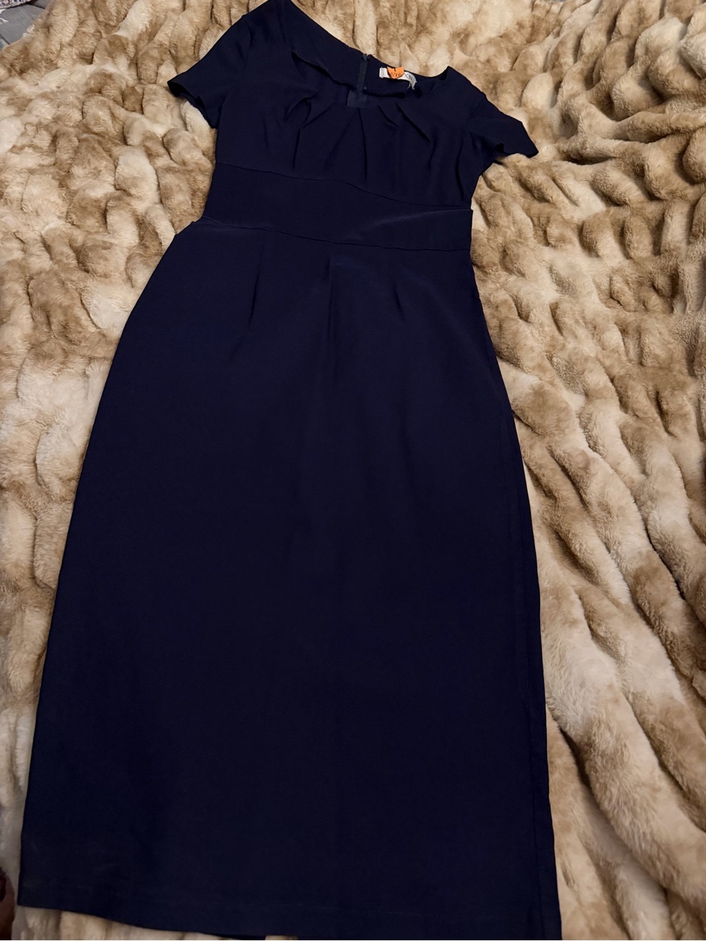 Elegant Navy Maxi Dress with Short Sleeves